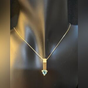 14k (589) Gold & Genuine Topaz Pendant Necklace-December Birth Stone!